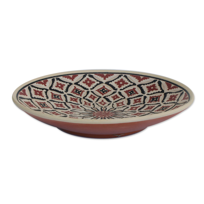 Ceramic decorative bowl, 'Marajoara Web' - Marajoara-Inspired Ceramic Decorative Bowl from Brazil