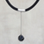 Agate pendant necklace, 'Cradled Black Orb' - Black Orb Agate Pendant Necklace on Soutache Cord