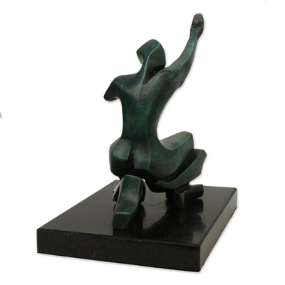 Bronzeskulptur - Kunstbronzeskulptur einer knienden Figur aus Brasilien