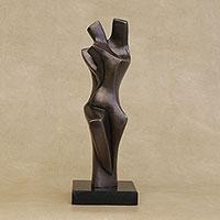 Bronze sculpture, 'Romance' - Romantic Bronze Fine Art Sculpture from Brazil