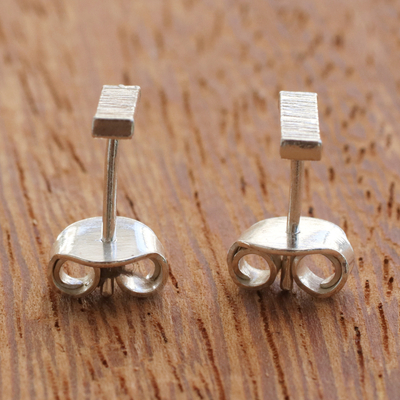 Sterling silver drop earrings, 'Current Ripples' - Modern Handcrafted Sterling Silver Drop Earrings from Brazil