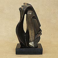 Bronze sculpture, 'Multifaceted' - Signed Abstract Bronze Sculpture from Brazil