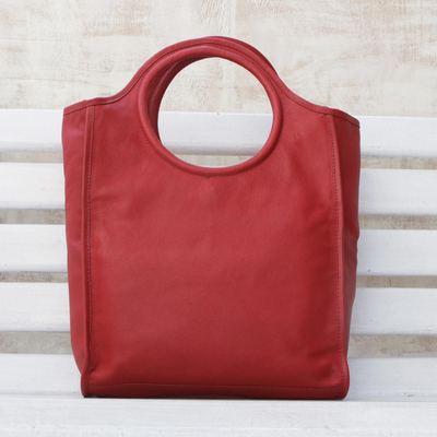 Leather handbag, Crimson Fashion