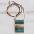 Glass and leather pendant necklace, 'Guanabara Bay' - Handcrafted Glass Pendant Necklace in Blue from Brazil thumbail