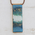 Glass and leather pendant necklace, 'Cloudy Sky' - Blue and White Glass and Leather Pendant Necklace (image 2b) thumbail