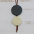 Art glass and leather pendant necklace, 'Blue Eclipse' - Blue Art Glass and Leather Pendant Necklace from Brazil (image 2b) thumbail