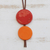 Art glass and leather pendant necklace, 'Red Eclipse' - Red Glass and Leather Pendant Necklace from Brazil (image 2b) thumbail