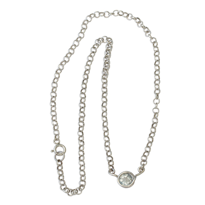 Blue topaz pendant necklace, 'Shine Through' - 4.5 Carat Blue Topaz and Sterling Silver Pendant Necklace