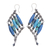 Recycled paper and hematite dangle earrings, 'Tribal Links in Blue' - Recycled Paper and Hematite Dangle Earrings in Blue (image 2a) thumbail