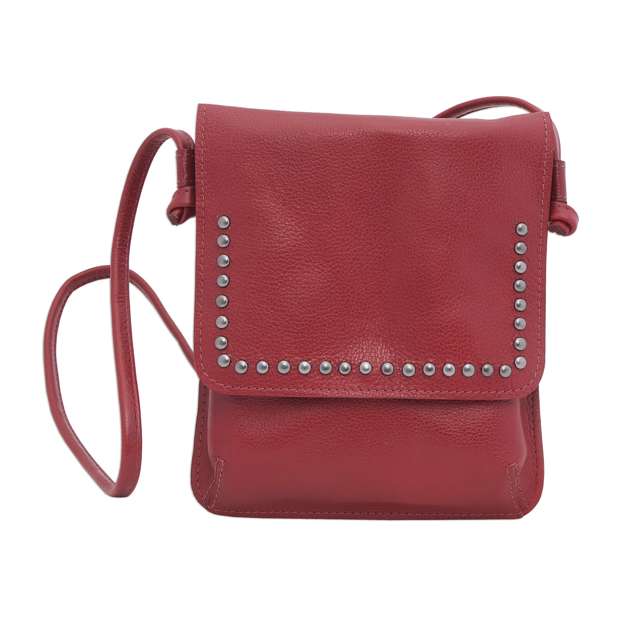 red leather sling bag