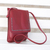 Leather sling, 'Modern Essentials in Red' - Crimson Red Leather Brass Accent Rectangular Sling