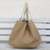 Cotton tote, 'Four Points' - Golden Brown Cotton Tote with Macrame Straps from Brazil