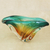 Art glass decorative bowl, 'Fascinating Splash' - Art Glass Decorative Bowl in Amber and Blue from Brazil thumbail
