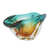 Art glass decorative bowl, 'Fascinating Splash' - Art Glass Decorative Bowl in Amber and Blue from Brazil (image 2c) thumbail