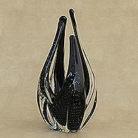 Art glass sculpture, Black Points