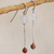 Agate and sunstone dangle earrings, 'Music Within' - Agate and Sunstone Bead Dangle Earrings from Brazil