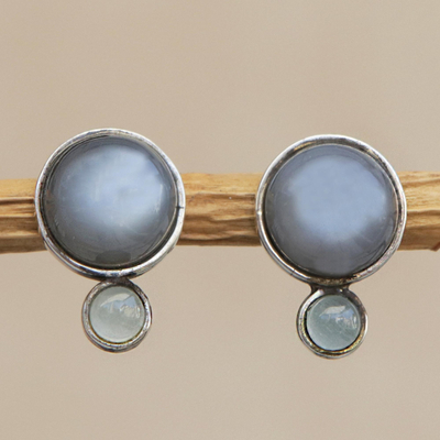 Agate drop earrings, 'Mysterious Domes' - Domed Agate Drop Earrings Crafted in Brazil
