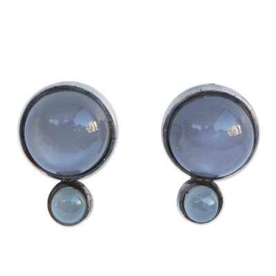 Agate drop earrings, 'Mysterious Domes' - Domed Agate Drop Earrings Crafted in Brazil