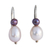 Cultured pearl beaded drop earrings, 'Striking Glow' - White and Pink Cultured Pearl Beaded Drop Earrings