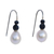 Pendientes colgantes con cuentas de ágata y perlas cultivadas - Aretes colgantes con cuentas de ágata negra y perlas cultivadas