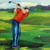 'Golfer II' - Signed Impressionist Painting of a Golfer from Brazil thumbail