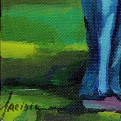 'Golfer II' - Signed Impressionist Painting of a Golfer from Brazil