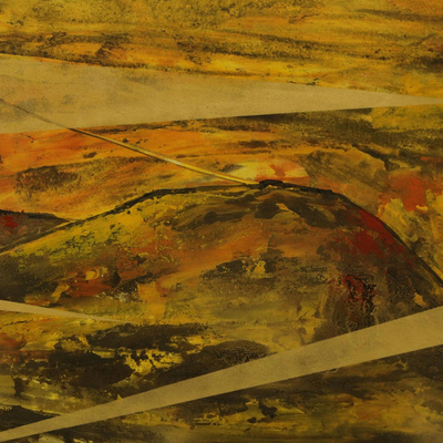 Zuckerhut-Berg I - Signierte expressionistische Landschaftsmalerei aus Brasilien