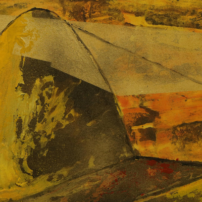 Zuckerhut-Berg I - Signierte expressionistische Landschaftsmalerei aus Brasilien