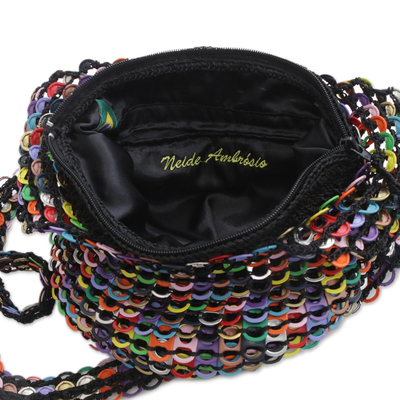 Soda pop-top bucket bag, 'Eco Rainbow' - Rainbow-Hued Soda Pop-Top Bucket Bag from Brazil