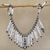 Recycled paper and hematite waterfall necklace, 'Clear Memories' - White Recycled Paper and Hematite Waterfall Necklace thumbail