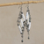 Recycled paper and hematite dangle earrings, 'Tribal Links in White' - Recycled Paper and Hematite Dangle Earrings in White (image 2b) thumbail