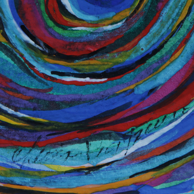 'Sistema Solar IV' - Círculo colorido motivo acuarela abstracta
