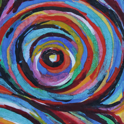 'Solar System III' - Circle Motif Colorful Abstract Painting from Brazil