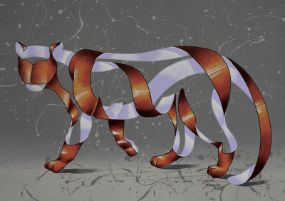 Giclee print, 'Wild Tiger' - Signed Surrealist Print of a Tiger from Brazil