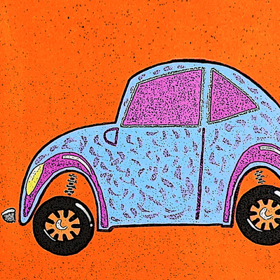 Leinwanddruck - Bunter Käfer-Auto-Pop-Art-Druck aus Brasilien