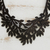 Leather collar necklace, 'Brazilian Foliage in Espresso' - Leaf Motif Leather Collar Necklace in Espresso from Brazil