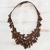 Halskette mit Lederhalsband - Lederhalsband mit Blattmotiv in Kastanie aus Brasilien