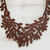 Leather collar necklace, 'Brazilian Foliage in Chestnut' - Leaf Motif Leather Collar Necklace in Chestnut from Brazil (image 2b) thumbail