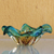 Art glass bowl, 'Artistic Splash' - Blue and Yellow Art Glass Decorative Bowl from Brazil thumbail