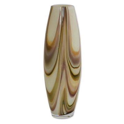 Murano-Style Art Glass Vase in Brown from Brazil