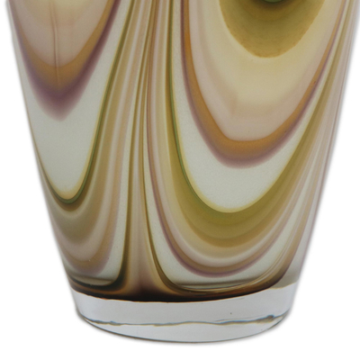 Art glass vase, 'Murano Layers' - Murano-Style Art Glass Vase in Brown from Brazil