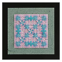 Paper wall art, 'Cotton Candy Geometry' - Geometric Origami Paper Wall Art from Brazil
