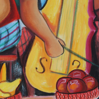 'Musical Friends' - Signiertes expressionistisches Gemälde einer Band aus Brasilien