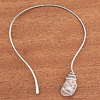Quartz collar necklace, 'Clear Magnitude' - Natural Quartz Collar Pendant Necklace from Brazil