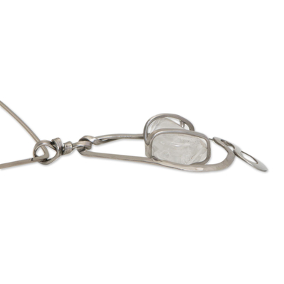 Quartz pendant necklace, 'Crystalline Clarity' - Clear Quartz Collar Pendant Necklace from Brazil