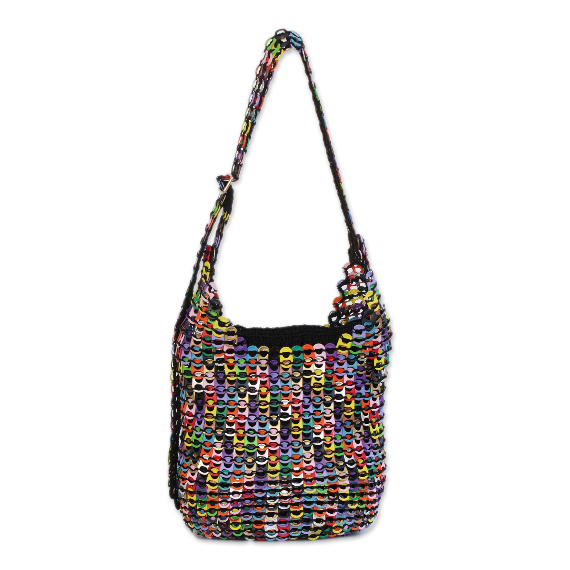 Multicolored Recycled Aluminum Pop-Top Shoulder Bag - Eco Rainbow | NOVICA