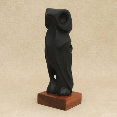 Resin sculpture, 'Abstract Peregrine in Black' - Abstract Resin Sculpture of a Falcon in Black from Brazil
