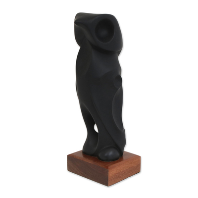 Harz-Skulptur, „Abstrakter Wanderfalke in Schwarz“. - Abstrakte Harzskulptur eines Falken in Schwarz aus Brasilien