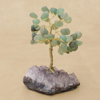 Quarz-Edelsteinbaum - Quarz-Edelsteinbaum mit Amethyst-Basis aus Brasilien