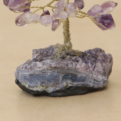 Amethyst gemstone tree, 'Regal Leaves' - Amethyst Gemstone Tree Crafted in Brazil
